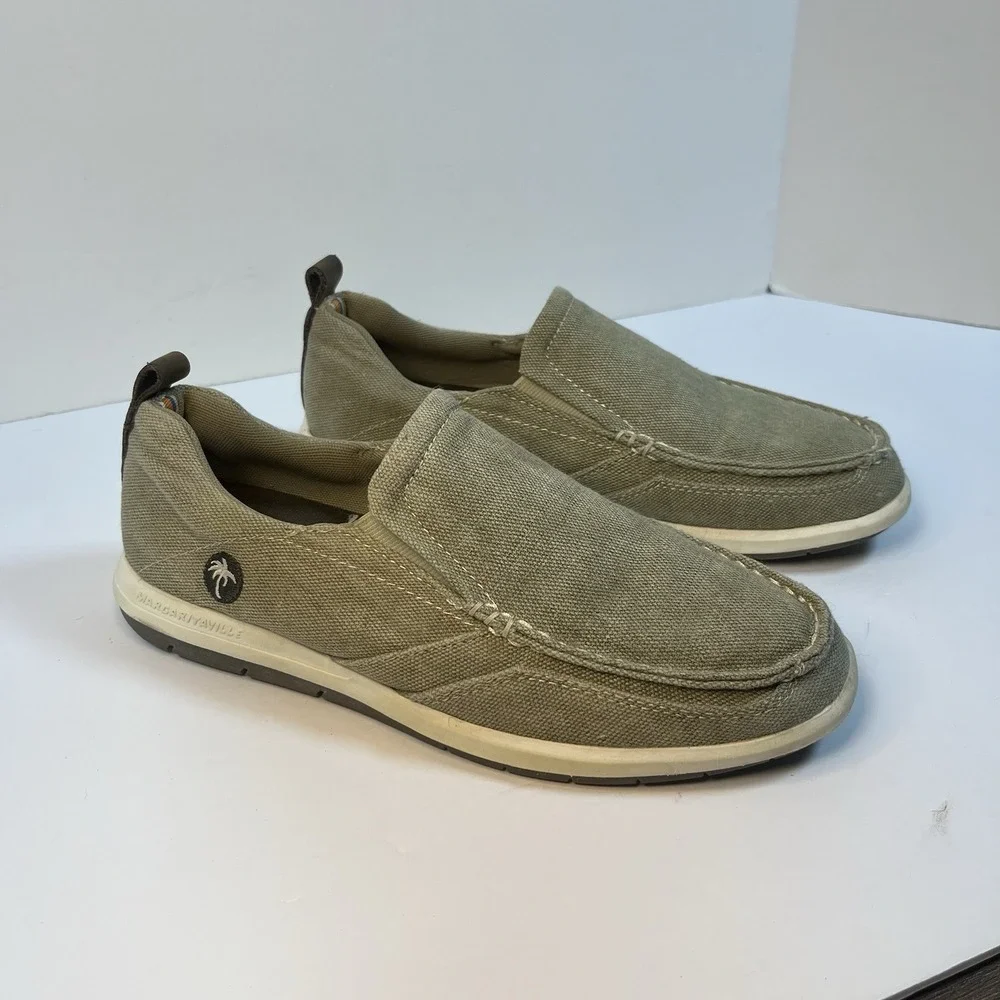 Margaritaville Marina Boat‎ Shoes Loafers Slip On Casual Canvas Green Mens 8.5